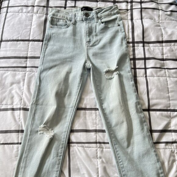 Kendall And Kylie Denim - Denim Jeans High Rise Straight Acid Wash Light Color Distressed Size 1/25